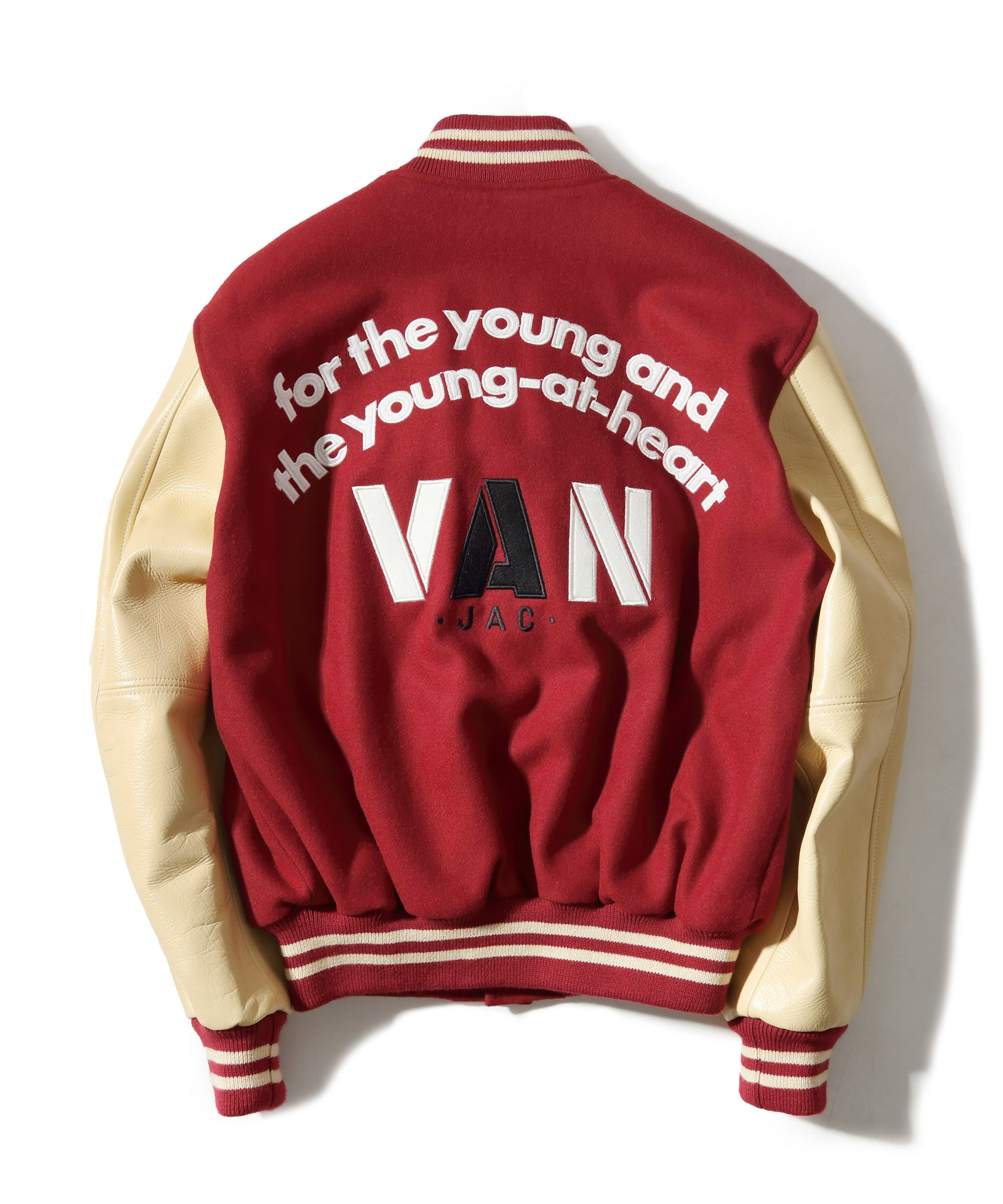 VAN JACKET スタジャン 袖レザー アーチロゴ ワッペン ブラック L 