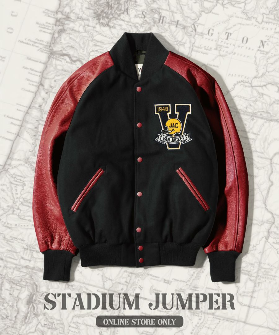 VAN JAC スタジャン　バックアーチロゴ　赤Mサイズ　美品　J6155ジャケット・アウター