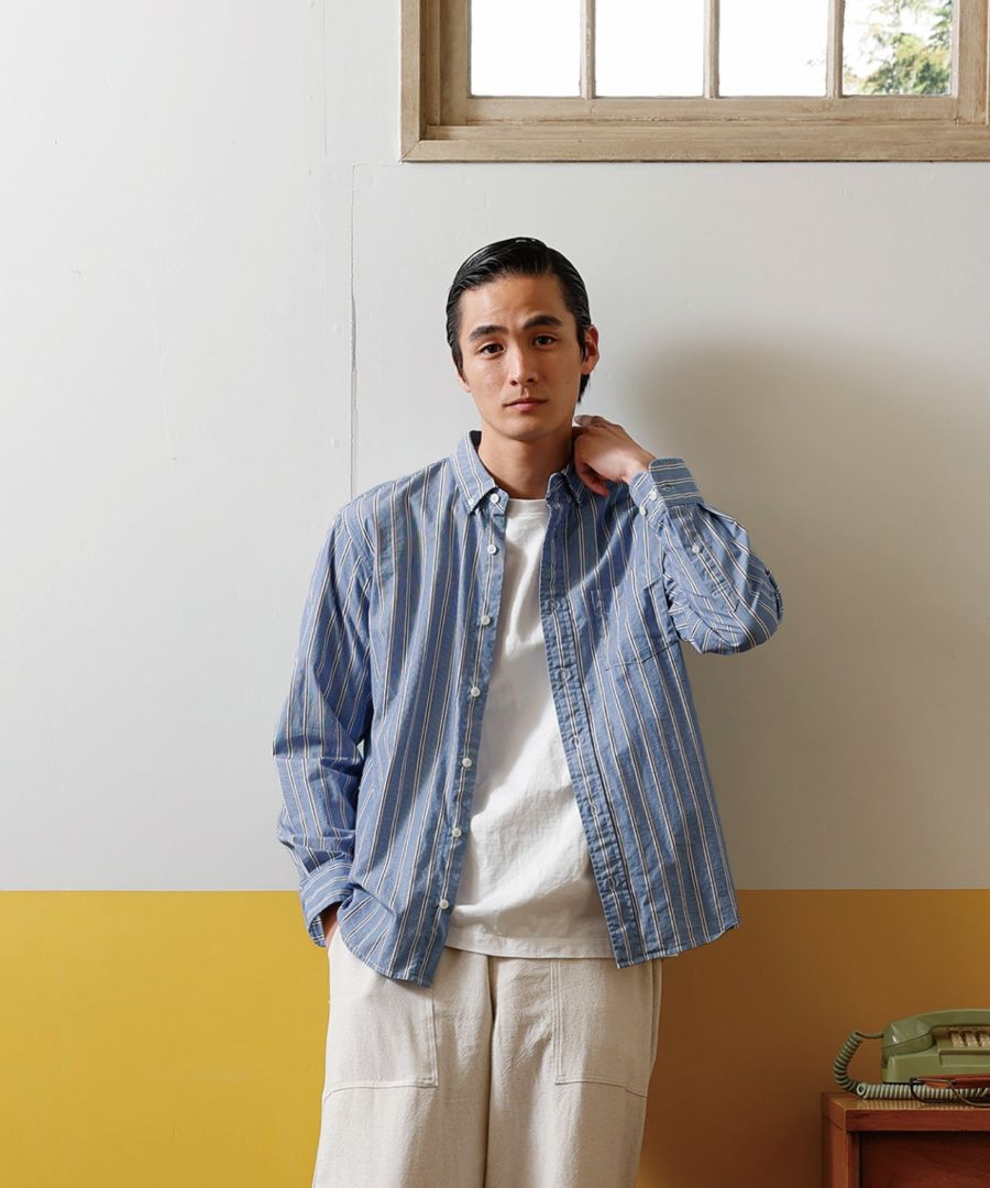 ショートBDシャツ<br>＜ドビーストライプ＞