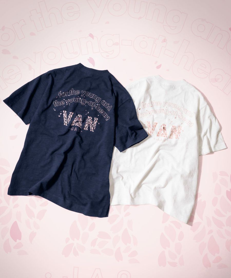 プリント刺繍Tシャツ<br>＜桜アーチロゴ＞<br>＜スラブ天竺＞