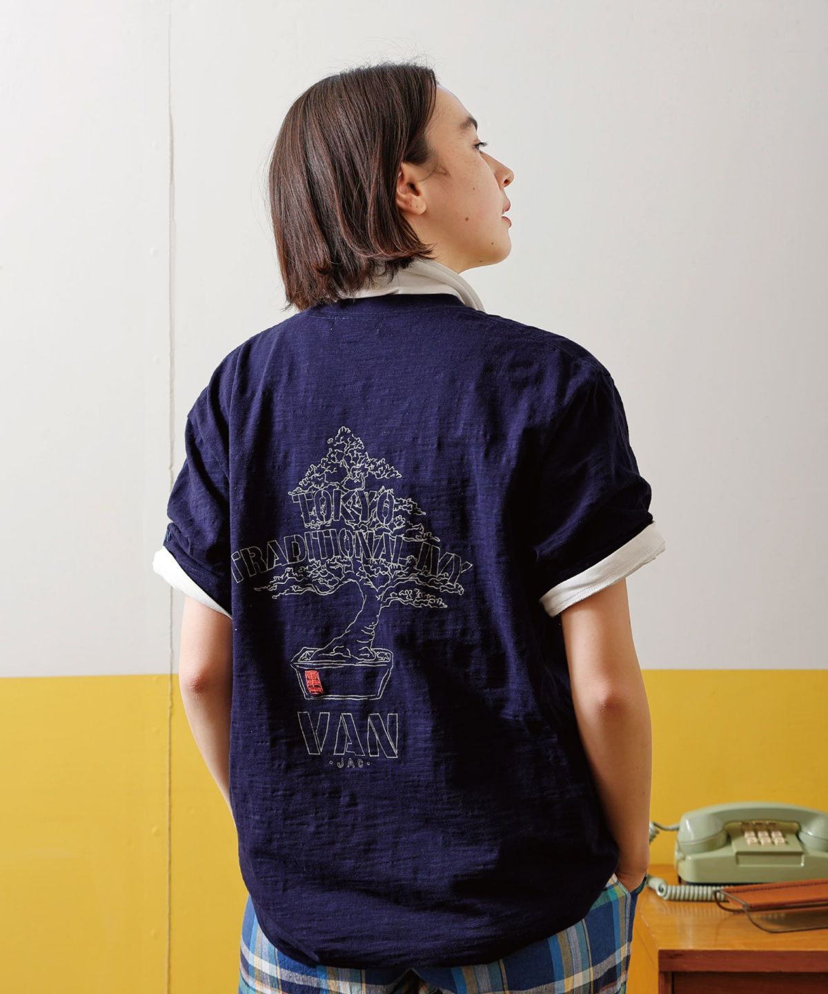 プリント刺繍Tシャツ＜盆栽＞＜スラブ天竺＞ ｜ VAN STORE