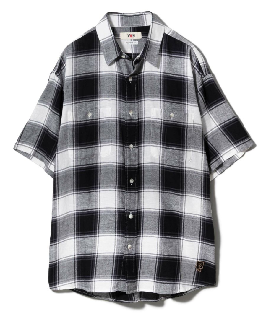 レギュラーカラーシャツ<br>＜綿麻チェック＞<br>＜リラックスフィット＞