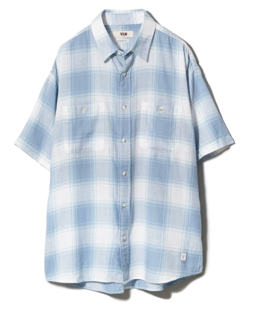 レギュラーカラーシャツ<br>＜綿麻チェック＞<br>＜リラックスフィット＞