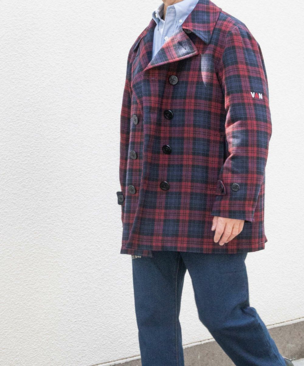 041060○ VAN JAC TOUCH DOWN 袖レザー ウール