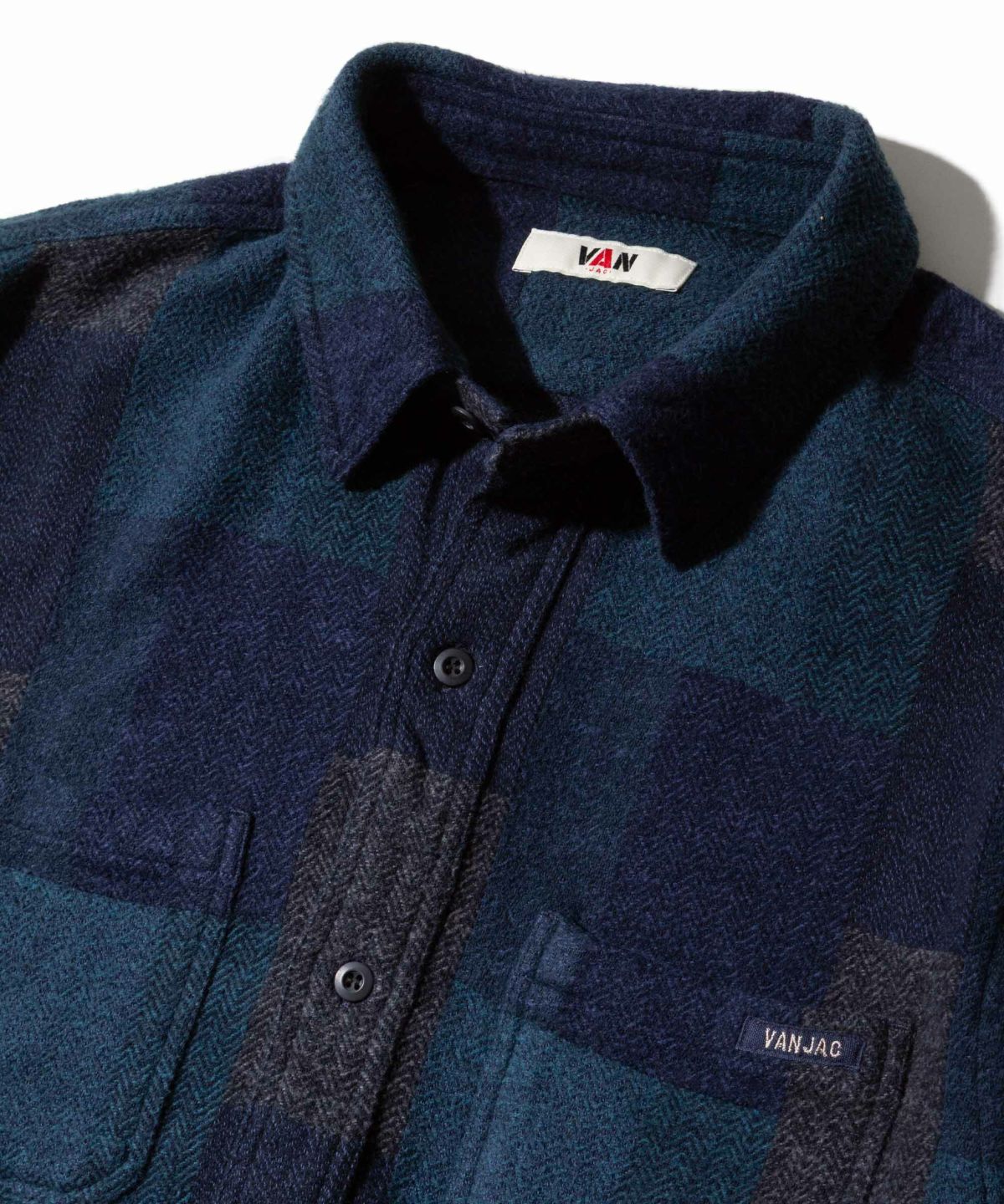 ネイビー パッチワーク 長袖シャツ パッチワーク風シャツ(W) ネイビー | EDGE OF LINE｜ONLINE STORE