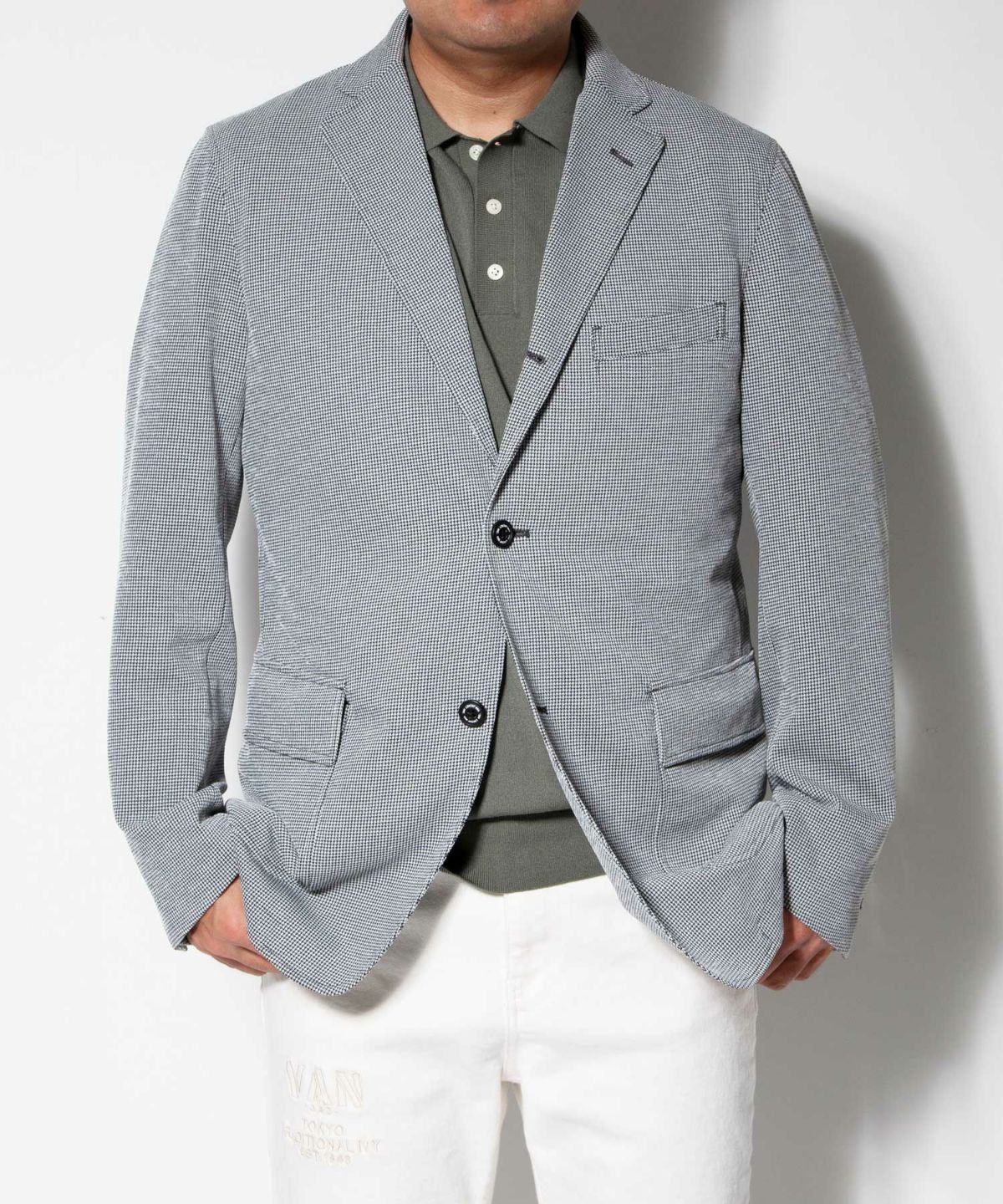 ライトウエイトジャケット＜ニットハウンドトゥース＞＜ネオベーシック